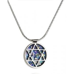 Star of David Pendant in Roman Glass & Sterling Silver-Rafael Jewelry Jour d'indépendance d'Israël