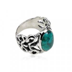 Sterling Silver Ring with Oval Eilat Stone by Rafael Jewelry Bijoux Juifs