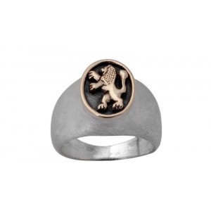 Rafael Jewelry Sterling Silver Ring with Lion of Judah in 9k Yellow Gold Default Category