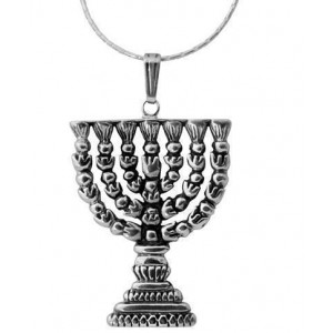 Sterling Silver Menorah Pendant by Rafael Jewelry Bijoux Juifs