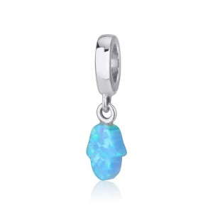 Opal Hamsa Charm in Sterling Silver
 Charms