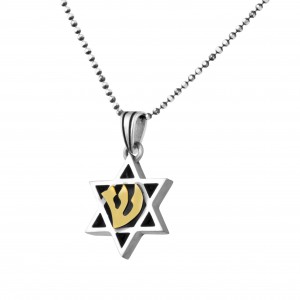 Star of David Pendant in Sterling Silver with Gold Shin by Rafael Jewelry Collection d'Etoiles de David