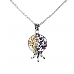 Pomegranate Pendant in Sterling Silver and Gemstones by Rafael Jewelry Artistes & Marques
