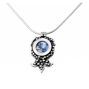 Pomegranate Pendant in Sterling Silver and Roman Glass by Estee Brook Artistes & Marques