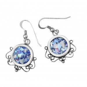 Rafael Jewelry Round Roman Glass Earrings in Sterling Silver Artistes & Marques