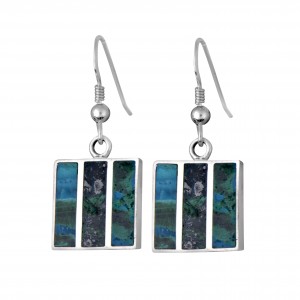 Square Eilat Stone Earrings in Sterling Silver by Rafael Jewelry Boucles d'Oreilles
