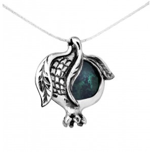 Pomegranate Sterling Silver Pendant with Eilat Stone Rafael Jewelry Colliers & Pendentifs