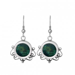 Sterling Silver Filigree Earrings with Eilat Stone Rafael Jewelry Artistes & Marques