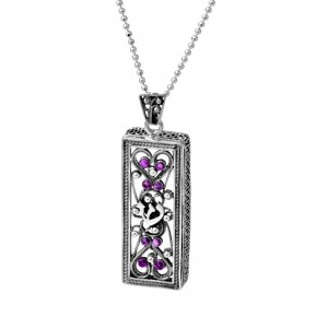 Rafael Jewelry Sterling Silver Pendant with Ruby Gems Bijoux Juifs