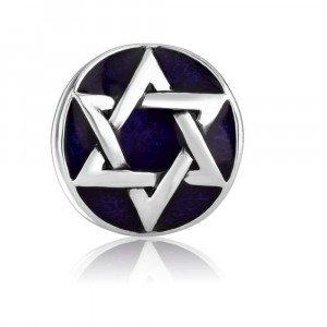 925 Sterling Silver Star of David With a Blue Enamel Charm
 Bijoux Juifs