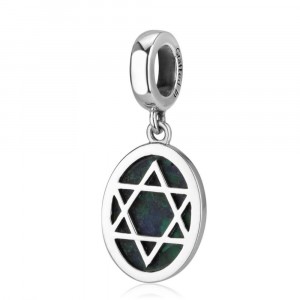Oval Eilat Stone Charm With Star of David Design at the Back
 Sterling Silver