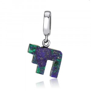Blue-Green Azurite Life Symbol Charm in 925 Sterling Silver
 Default Category