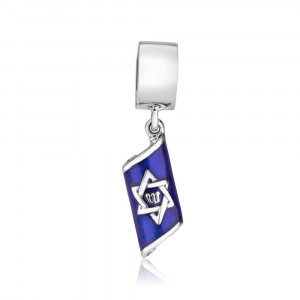 925 Sterling Silver Mezuzah with Star of David Charm and Blue Enamel
 Default Category