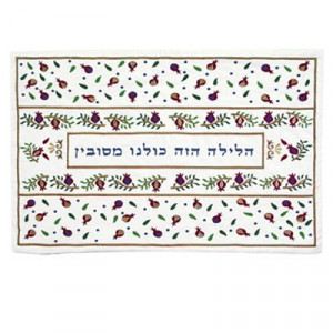 Housse de Coussin de Seder Yair Emanuel - Grenades et Inscription en Hébreu Yair Emanuel