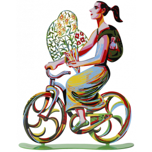 David Gerstein Flower Girl Bike Rider Sculpture Décorations d'Intérieur