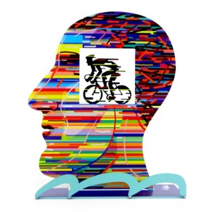 David Gerstein Armstrong Cyclist Head Sculpture Art Israélien