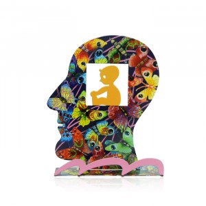David Gerstein Head Sculpture with Baby and Butterfly Motif Art David Gerstein