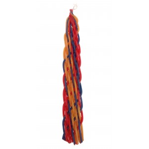 Galilee Style Candles Havdalah Candle with Crosshatching Red, Blue and Yellow Lines Bougies de Fêtes Juives