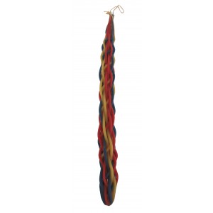 Galilee Style Candles Havdalah Candle with Braided Column in Red, Blue and Yellow Bougies de Fêtes Juives