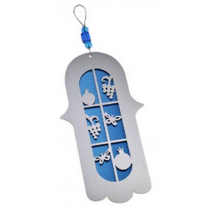 Blue and Silver Hamsa by Adi Sidler Default Category