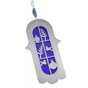 Purple and Silver Dove Hamsa by Adi Sidler Default Category