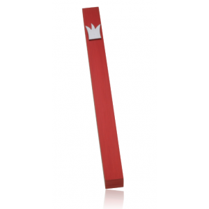 Red Crown Brushed Aluminum Mezuzah by Adi Sidler Artistes & Marques