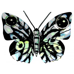 David Gerstein Naomi Butterfly Sculpture with Black, Grey and Blue Sections Art David Gerstein