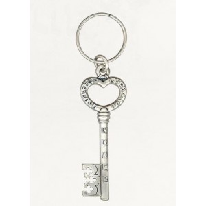 Silver Skeleton Key Keychain with English Text and Good Luck Symbols Porte-Clefs