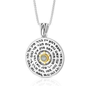 Silver Disc Pendant with 72 Divine Names of Hashem & Magen David Colliers & Pendentifs