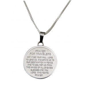 Pendant with English Traveler's Prayer in Stainless Steel Colliers & Pendentifs