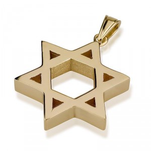 Star of David Pendant in 14K Gold Block Bijoux Juifs