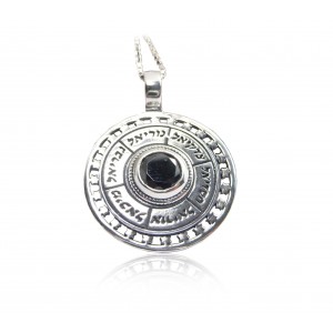 Medallion Pendant with Angels' Names & Onyx Stone Artistes & Marques