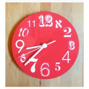 Wall Clock in Bright Red with Numbers in Contrasting Fonts Horloges
