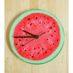 Wall Clock with Watermelon Design in Green and Red Horloges