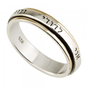 9K Gold & Sterling Silver Spinning Unisex Ring with Ani LeDodi Bijoux Juifs