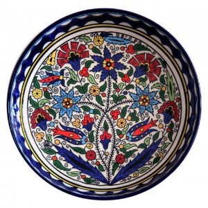 Ceramic Bowl with Flower Bouquet Design by Armenian Ceramics Boules
