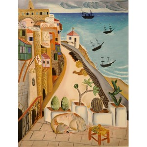 Original Serigraph, Port of Old Jaffa by Reuven Rubin Limited Edition  Décorations d'Intérieur