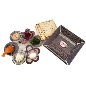 Seder Night Set – Seder Plate With Floral Design and Matzah Tray by Dorit Judaica Plateaux de Matsa
