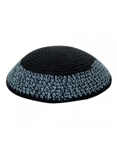 16 cm knitted black and blue kippah Bar Mitzvah
