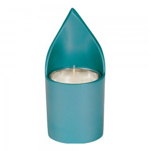 Turquoise Memorial Candle Holder by Yair Emanuel Judaïsme Moderne