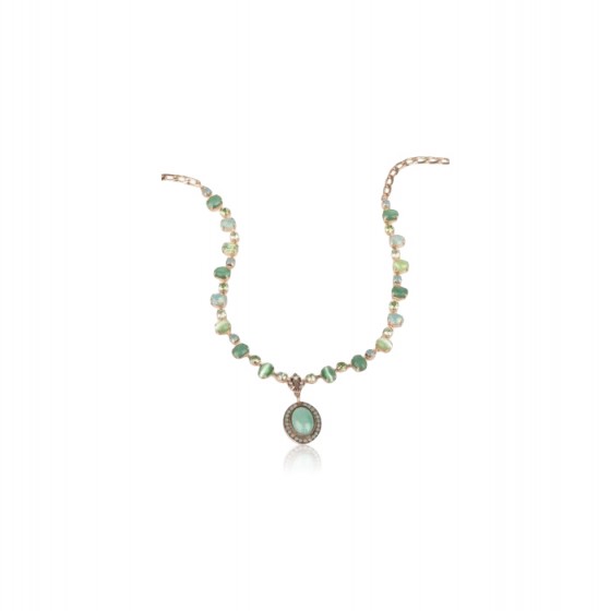 Green Gemstones Amaro Gold Plated Necklace with Green Pendant