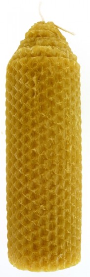 Natural Wax Waffle Style Havdalah Candle with Pillar Design by Safed Candles