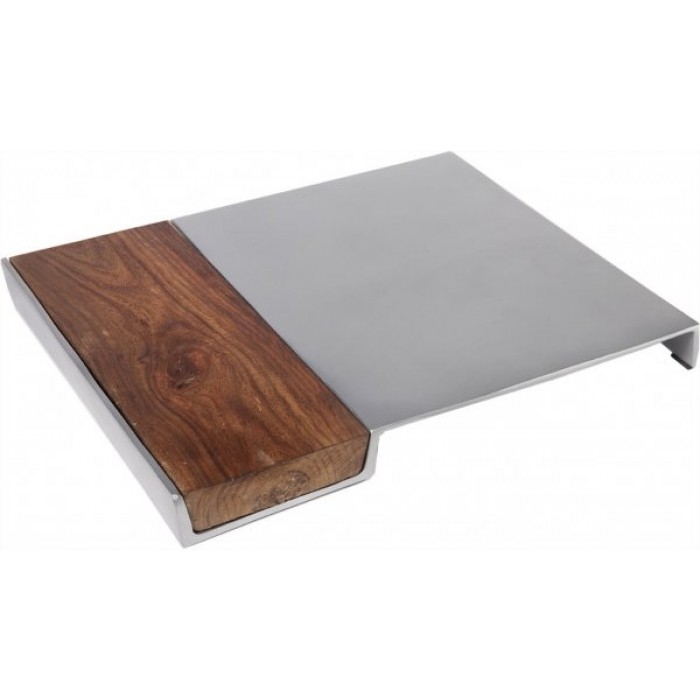 Yair Emanuel Challah Board in Aluminum and Wood with Modern Design