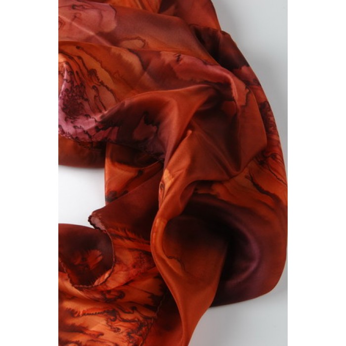 Burgundy & Orange Silk Scarf by Galilee Silks