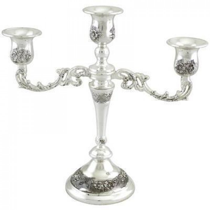 Candelabra with Flowers in Silver-Plating
