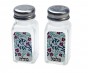 Glass Salt & Pepper Shakers with Red Pomegranates and Green Leaves