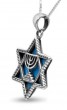 Star of David Necklace with Temple Menorah in Sterling Silver and Eilat Stone