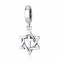 Sterling Silver Star of David Dangling Charm with Roman Cross
