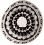 White Knitted Kippah with Grey and Black Geometric Patterns