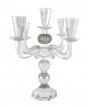 Five Branch Crystal Candelabrum with Large Orb, Traditional Shape and Beads
